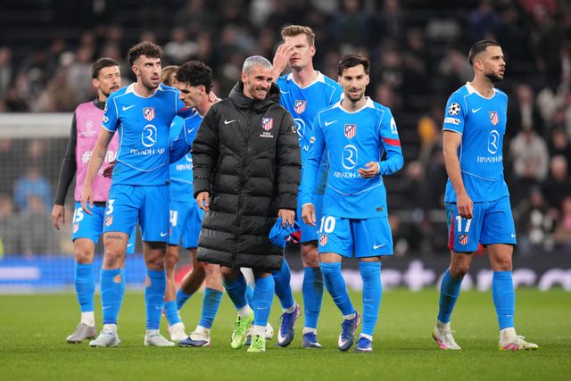 Atletico Madrid players at full time during the UEFA Champions League match Tottenham Hotspur vs Atletico Madrid at Tottenham Hotspur Stadium, London, United Kingdom on 18 March 2026

(Photo by Harvey Murphy/News Images)