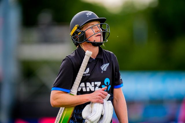 Jess Kerr of New Zealand walks off during the England Women v New Zealand 1st Vitality IT20 match at The Central Co-Op County Ground, Derby, United Kingdom on 20 May 2026

(Photo by Maynard Manyowa/News Images)