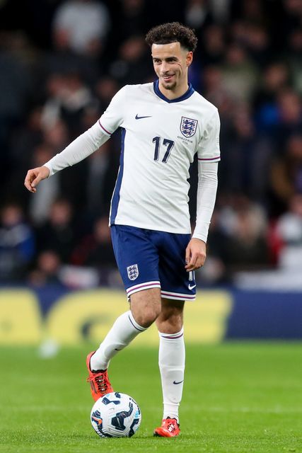 Curtis Jones of England full of smiles with the ball during the UEFA Nations League, League B - Group 2 match England vs Republic of Ireland at Wembley Stadium, London, United Kingdom, 17th November 2024

(Photo by Gareth Evans/News Images)
