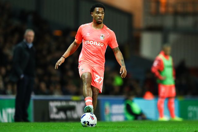 Milan van Ewijk of Coventry City with ball at his feet during the Sky Bet Championship match Blackburn Rovers vs Coventry City at Ewood Park, Blackburn, United Kingdom on 17 April 2026

(Photo by Jorge Horsted/News Images)