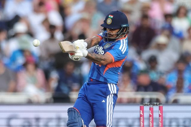 Ishan Kishan of India l hits the ball into the hands of Jacob Bethell of England and caught out during the Third Vitality T20 International match England vs India at Trent Bridge, Nottingham, United Kingdom on 07 July 2026

(Photo by Mark Cosgrove/News Images)