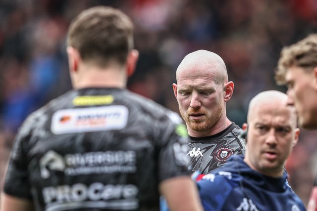 Liam Farrell of Wigan Warriors in the pre-game warm up during the Betfred Super League round 7 match St Helens vs Wigan Warriors at The BrewDog Stadium, St Helens, United Kingdom on 03 April 2026

(Photo by Alfie Cosgrove/News Images)