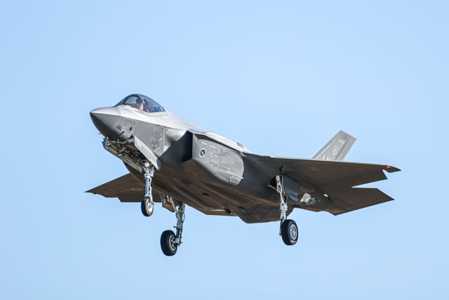 A USAF F35 assigned to the 48th Fighter Wing conduct a combat readiness exercise at RAF Lakenheath, Lakenheath, United Kingdom, 28th August 2025

(Photo by Seth Rose/News Images)