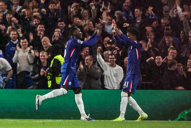 Moises Caicedo of Chelsea celebrates his goal to make it 2-0 during the UEFA Champions League Matchday 3 of 8 Chelsea vs Ajax at Stamford Bridge, London, United Kingdom, 22nd October 2025

(Photo by Alfie Cosgrove/News Images)