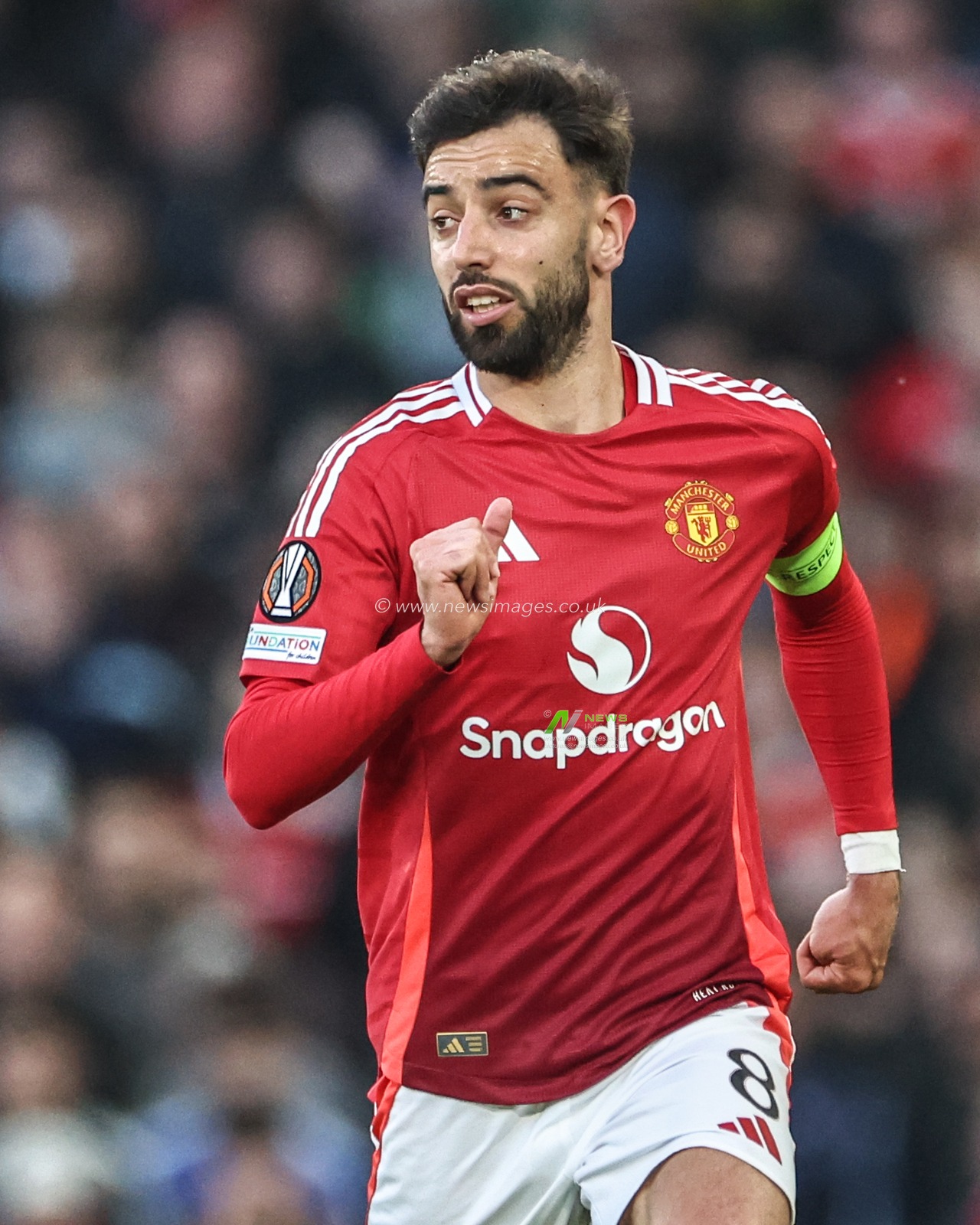Bruno Fernandes of Manchester United during the UEFA Europa League Semi-final match Manchester United vs Athletic Bilbao at Old Trafford, Manchester, United Kingdom, 8th May 2025

(Photo by Mark Cosgrove/News Images)