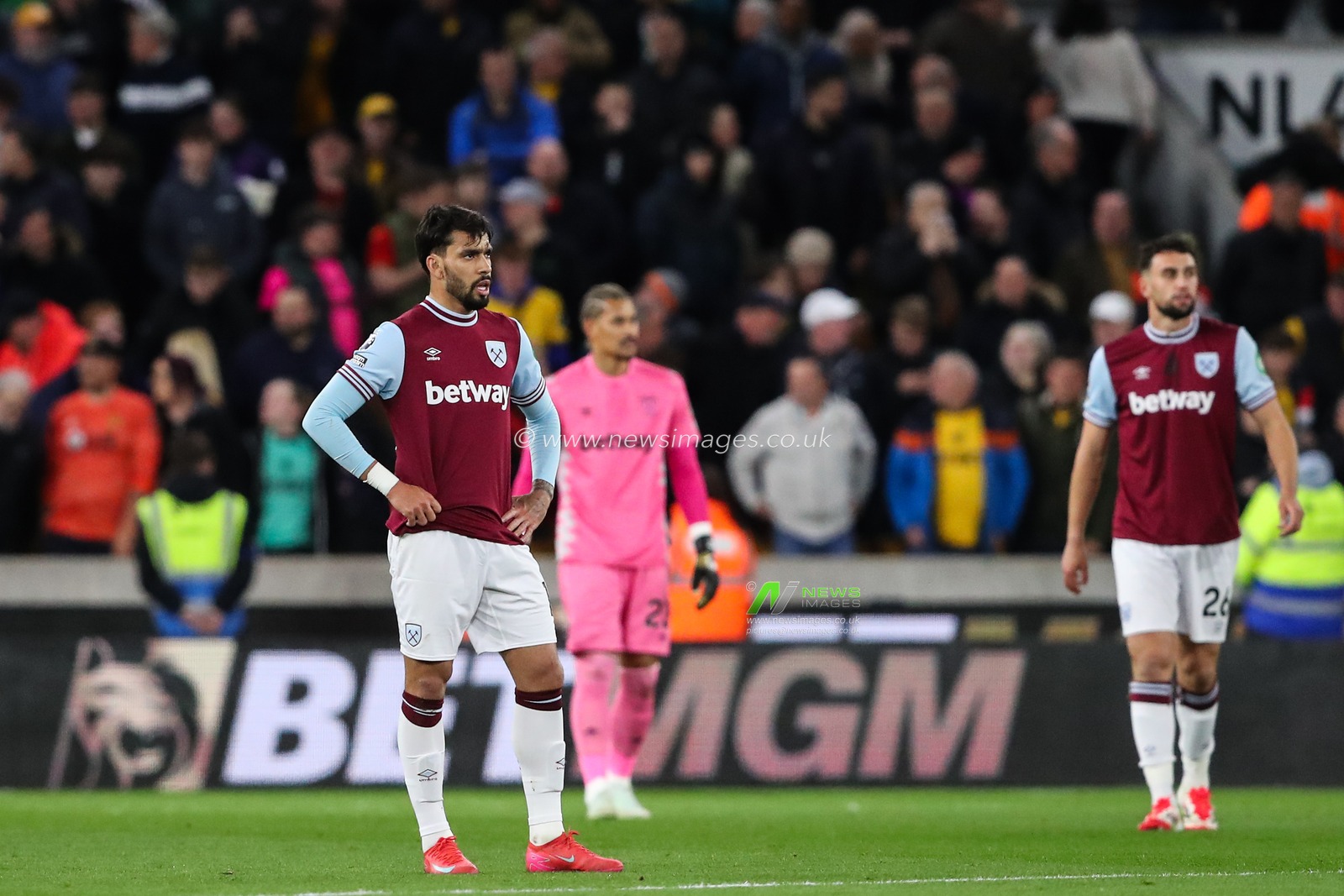 Lucas PaquetÃ¡ of West Ham United reacts to his side conceding a goal to make it 1-0 during the Premier League match Wolverhampton Wanderers vs West Ham United at Molineux, Wolverhampton, United Kingdom, 1st April 2025

(Photo by Gareth Evans/News Images)