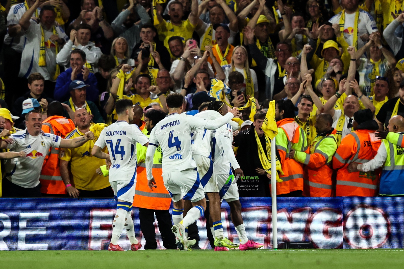Largie Ramazani of Leeds United celebrates his goal to make it 3-0 during the Sky Bet Championship match Leeds United vs Bristol City at Elland Road, Leeds, United Kingdom, 28th April 2025

(Photo by Alfie Cosgrove/News Images)