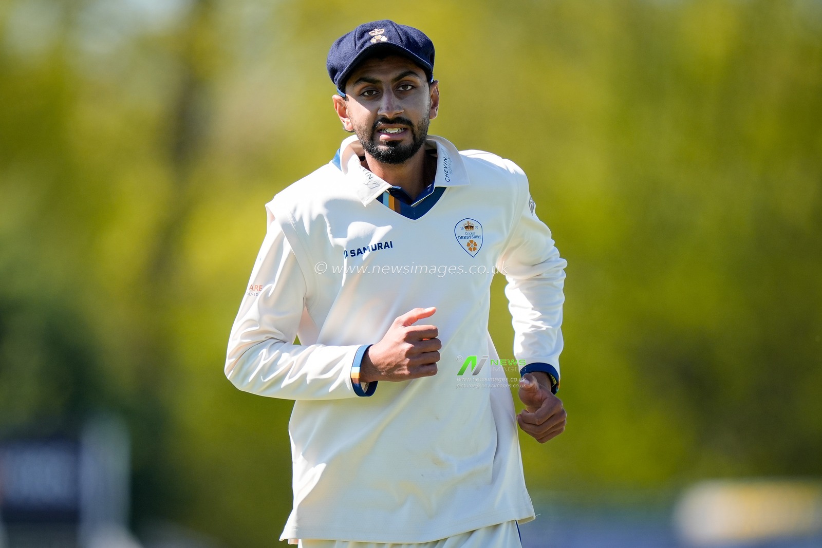 Shoaib Bashir of Derbyshire during the County Championship Division Two Derbyshire vs Gloucestershire at The Central Co-Op County Ground, Derby, United Kingdom on 24 April 2026

(Photo by Maynard Manyowa/News Images)