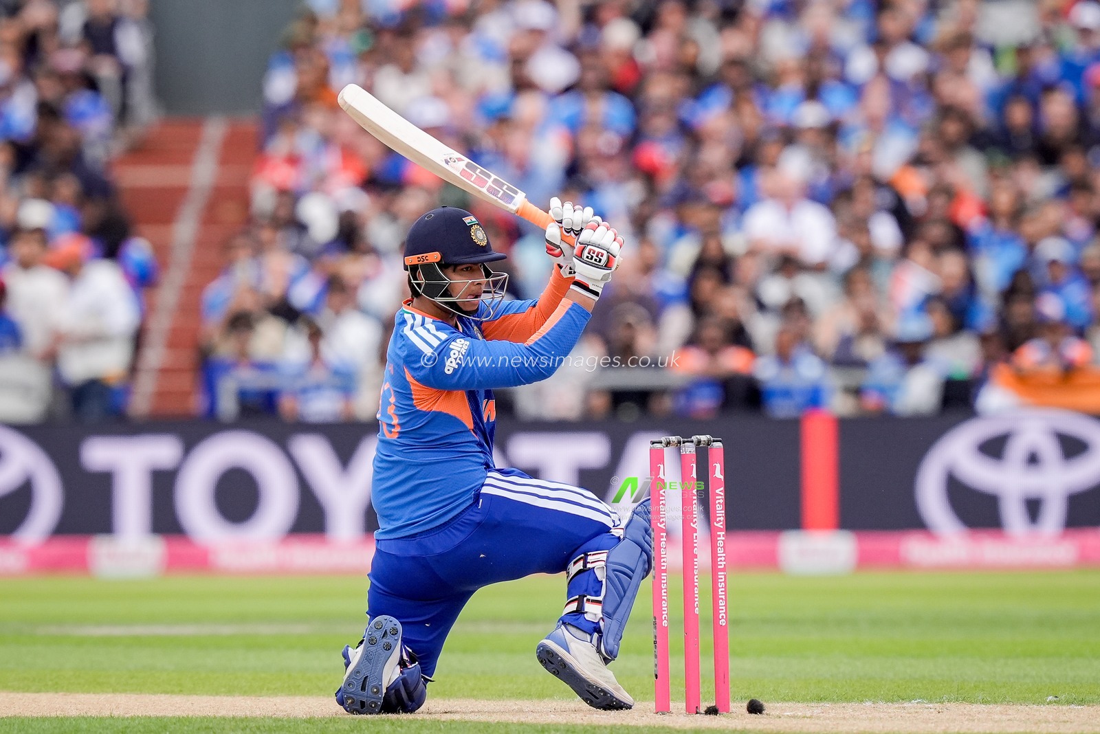 Vaibhav Sooryavanshi of India batting during the Second Vitality T20 International match England vs India at Old Trafford, Manchester, United Kingdom on 04 July 2026

(Photo by Maynard Manyowa/News Images)