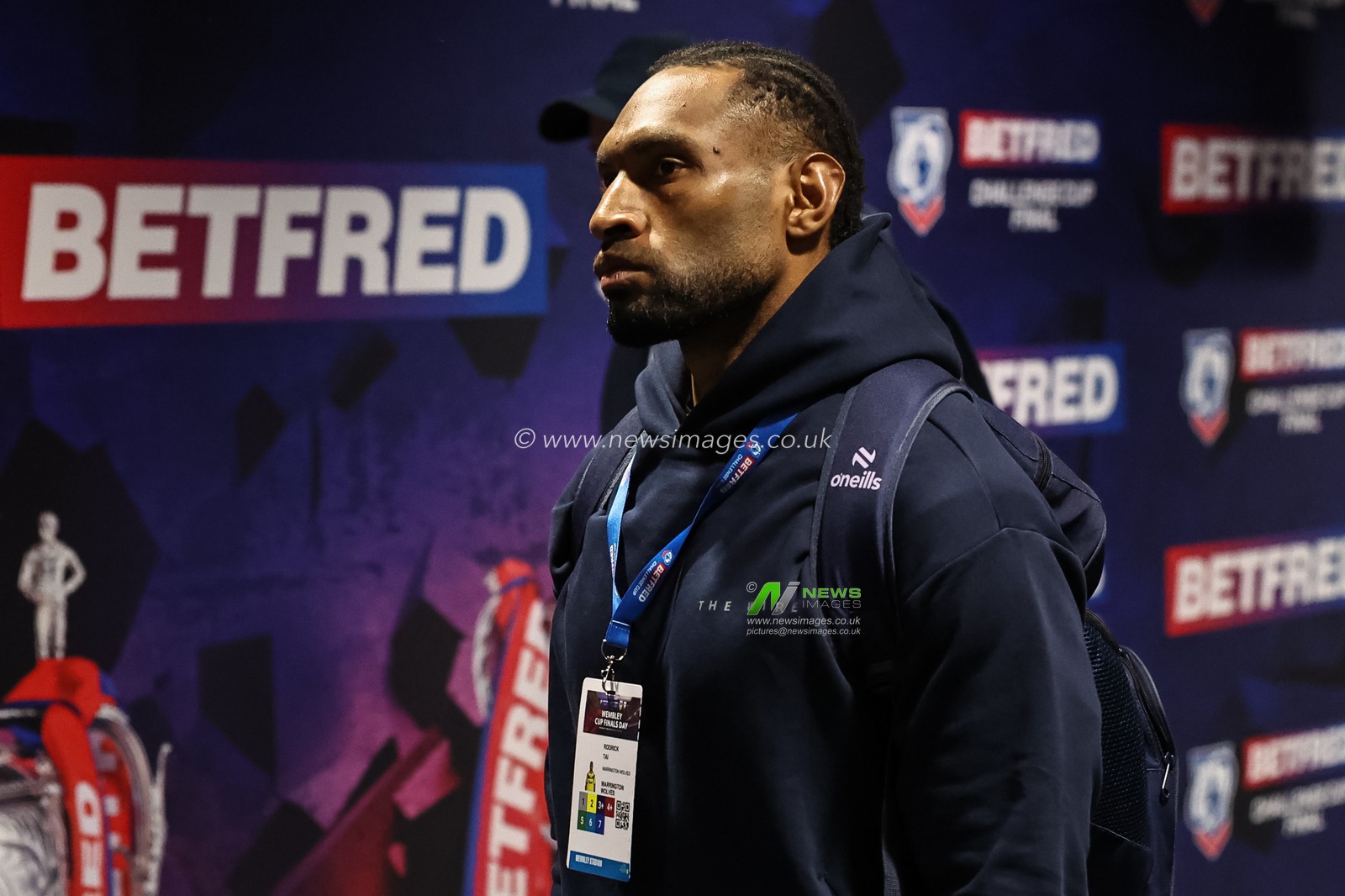 Rodrick Tai of Warrington Wolves arrives during the Betfred Challenge Cup Final Warrington Wolves vs Hull KR at Wembley Stadium, London, United Kingdom, 7th June 2025

(Photo by Mark Cosgrove/News Images)