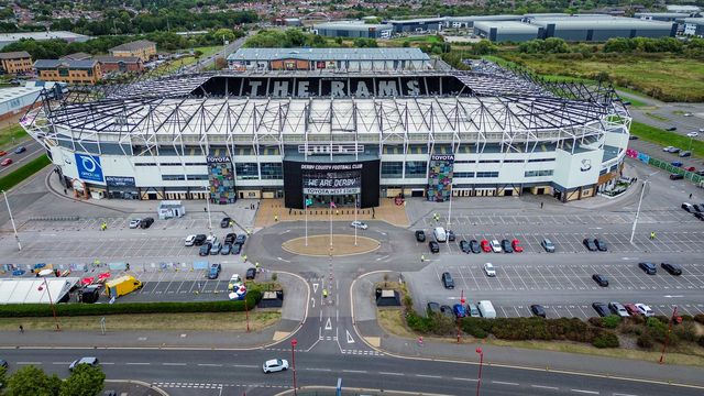 A general view of the stadium from the sky during the Sky Bet Championship match Derby County vs West Bromwich Albion at Pride Park Stadium, Derby, United Kingdom on 09 September 2026

(Photo by Maynard Manyowa/News Images)