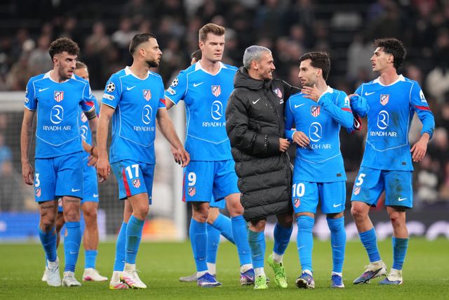 Atletico Madrid players at full time as they progress to the quarter finals during the UEFA Champions League match Tottenham Hotspur vs Atletico Madrid at Tottenham Hotspur Stadium, London, United Kingdom on 18 March 2026

(Photo by Harvey Murphy/News Images)