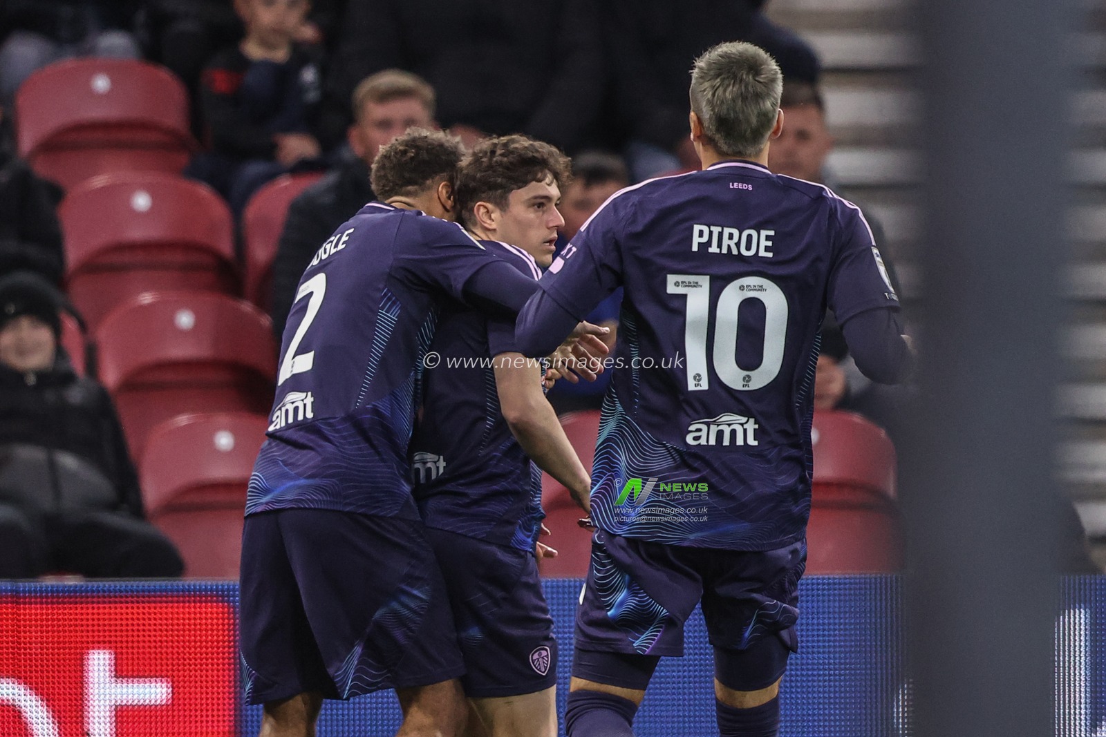 Daniel James of Leeds United celebrates his goal to make it 0-1 during the Sky Bet Championship match Middlesbrough vs Leeds United at Riverside Stadium, Middlesbrough, United Kingdom, 8th April 2025

(Photo by Alfie Cosgrove/News Images)