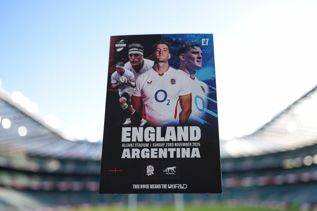 Todays official match day program during the Quilter Nations Series 2025 match England vs Argentina at Allianz Stadium, Twickenham, United Kingdom, 23rd November 2025

(Photo by Mark Cosgrove/News Images)

*** GER AUT SUI OUT ***