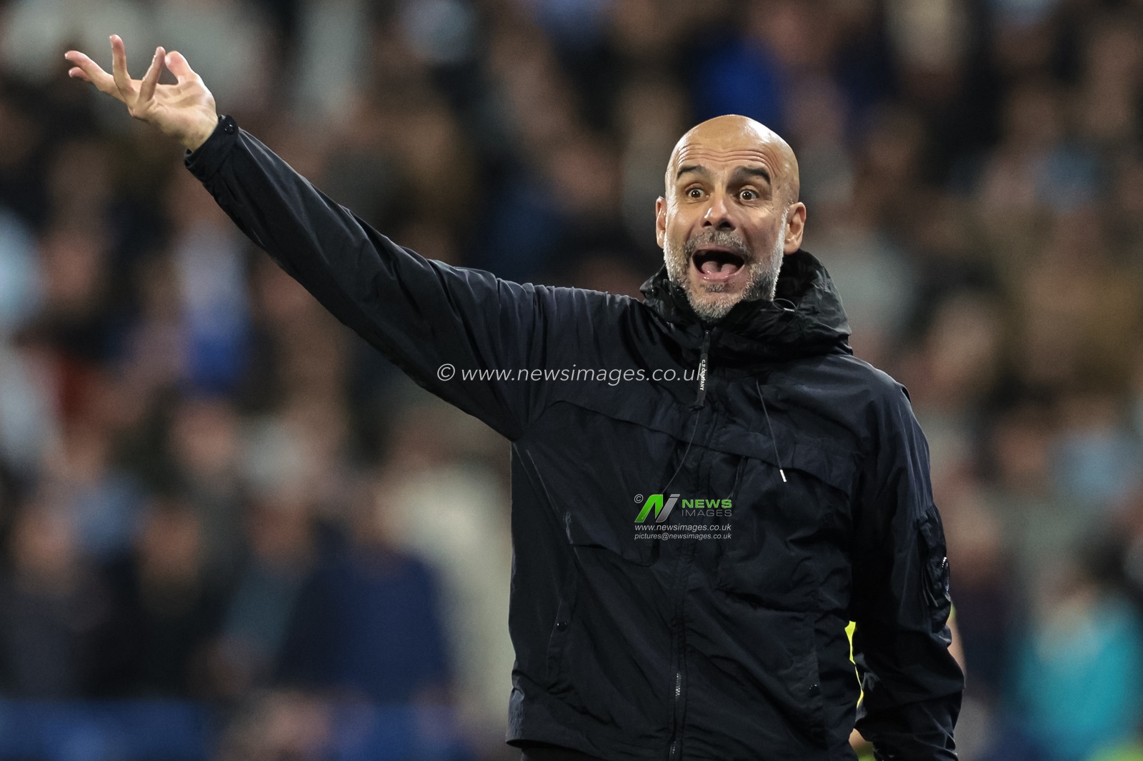 Pep Guardiola manager of Manchester City reacts in the technical area during the Carabao Cup Round 3 match Huddersfield Town vs Manchester City at Accu Stadium, Huddersfield, United Kingdom, 24th September 2025

(Photo by Mark Cosgrove/News Images)