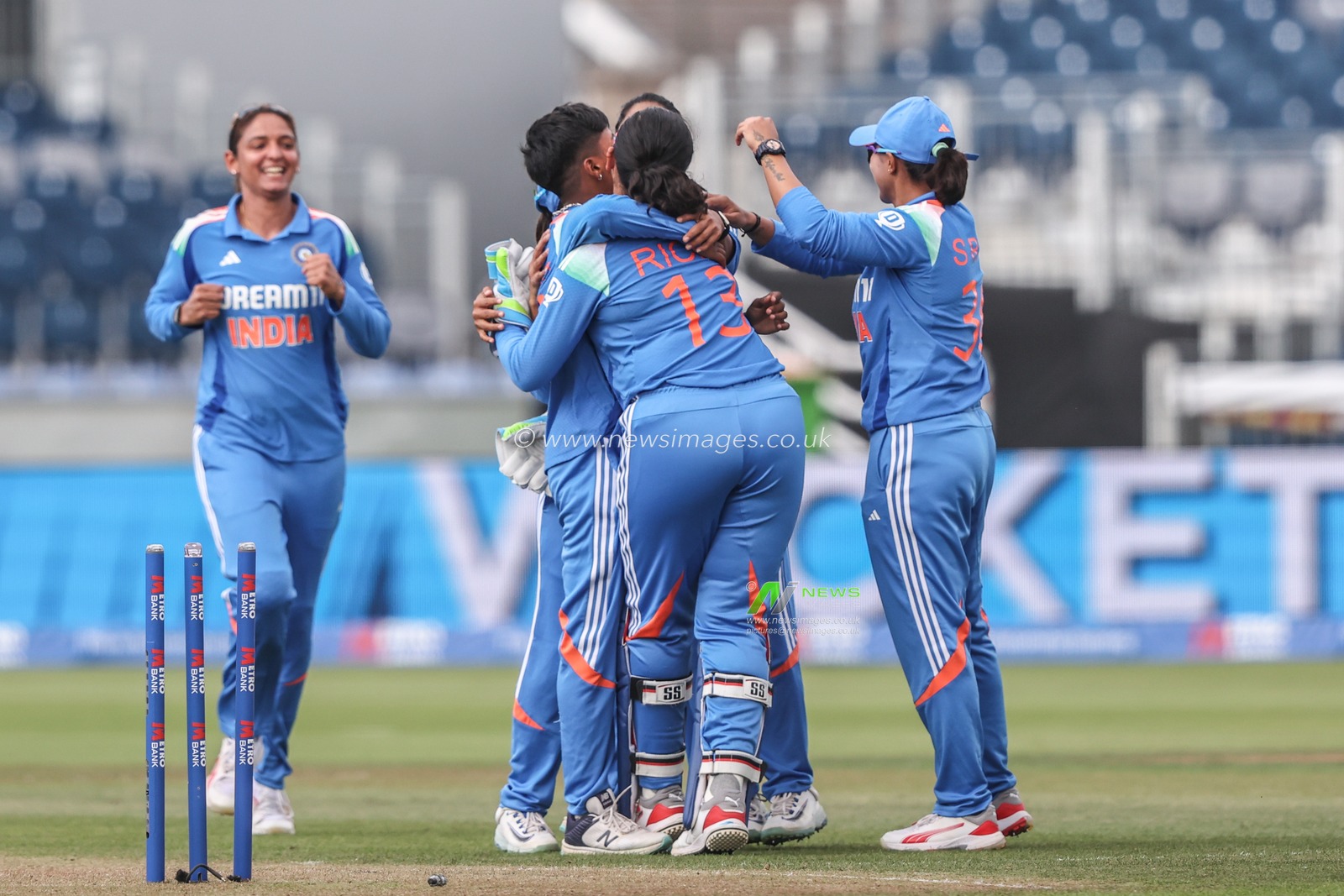 Kranti Gaud of India celebrates the wicket of Tammy Beaumont of England during the 3rd Metro Bank One Day International England Women vs India Women at Banks Homes Riverside Stadium, Chester-le-street, United Kingdom, 22nd July 2025

(Photo by Alfie Cosgrove/News Images)