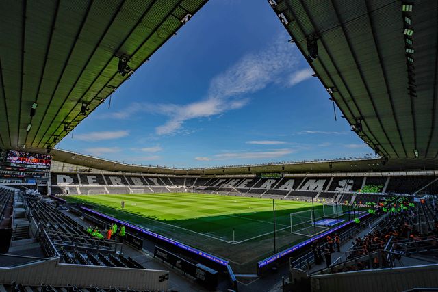 A general view of the pitch and stands during the Sky Bet Championship match Derby County vs Stoke City at Pride Park Stadium, Derby, United Kingdom on 06 April 2026

(Photo by Maynard Manyowa/News Images)