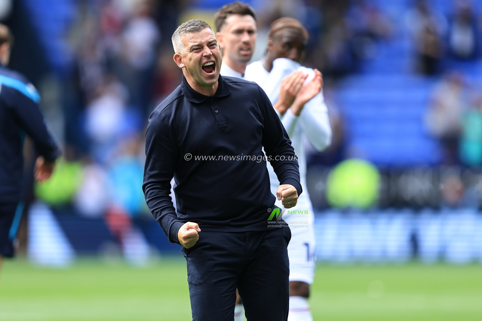 Steven Schumacher manager of Bolton Wanderers celebrates 2-1 win after the Sky Bet Championship match Bolton Wanderers vs Preston North End at Toughsheet Community Stadium, Bolton, United Kingdom on 15 August 2026

(Photo by Jorge Horsted/News Images)