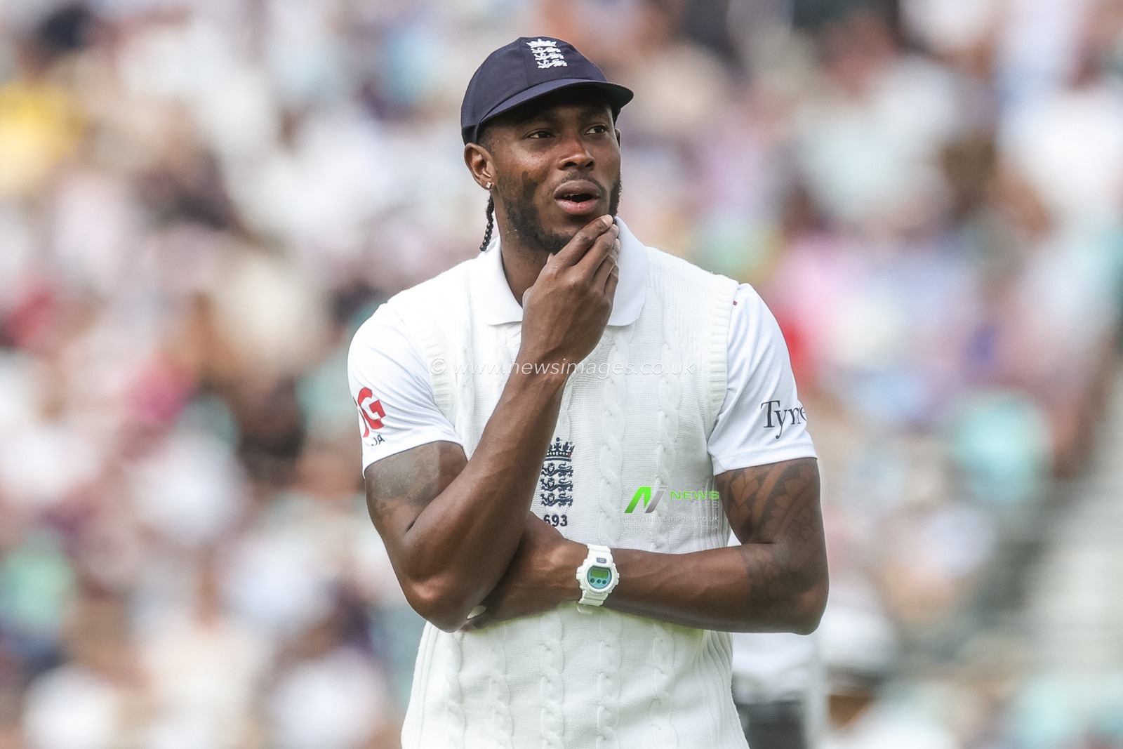 Jofra Archer of England reacts during the 2nd Rothesay Test Match Day 1 match England vs New Zealand at The Kia Oval, London, United Kingdom on 17 June 2026

(Photo by Mark Cosgrove/News Images)
