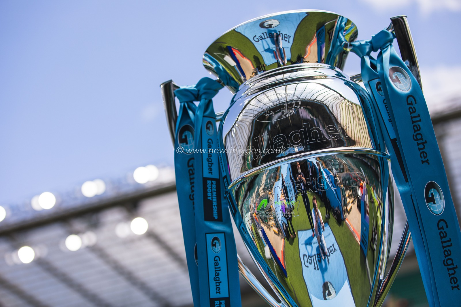 Gallagher Premiership Trophy on display in the build up to the Gallagher Premiership Play-off Final 2025 Bath Rugby v Leicester Tigers at Allianz Stadium, Twickenham, United Kingdom, 14th June 2025

(Photo by Craig Evans/News Images)