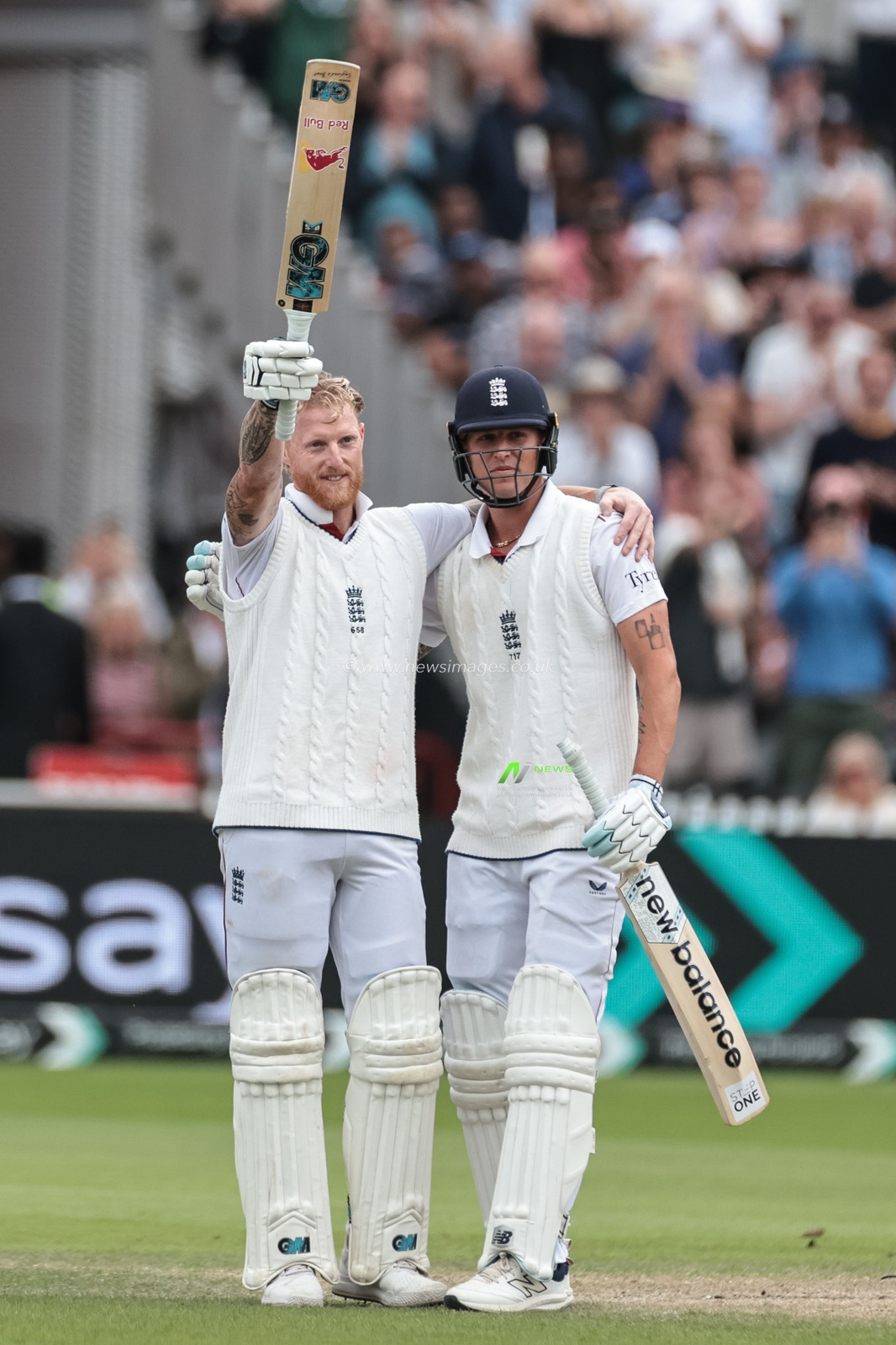 England captain Ben Stokes celebrates a century (100 runs) during the 4th Rothesay Test Match match Day 4 England vs India at Old Trafford Cricket Ground, Manchester, United Kingdom, 26th July 2025

(Photo by Mark Cosgrove/News Images)
