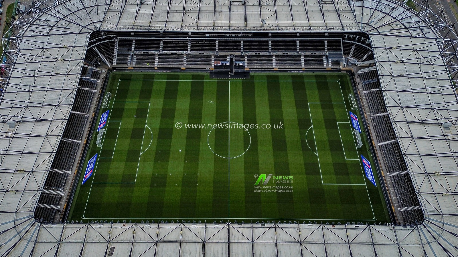 A general view of the stadium from the sky during the Sky Bet Championship match Derby County vs West Bromwich Albion at Pride Park Stadium, Derby, United Kingdom on 09 September 2026

(Photo by Maynard Manyowa/News Images)