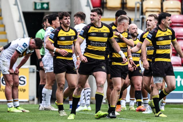 Sam Wood of York Knights celebrates his try during the Betfred Super League round 12 match York Knights vs Castleford Tigers at LNER Community Stadium, York, United Kingdom on 16 May 2026

(Photo by Alfie Cosgrove/News Images)
