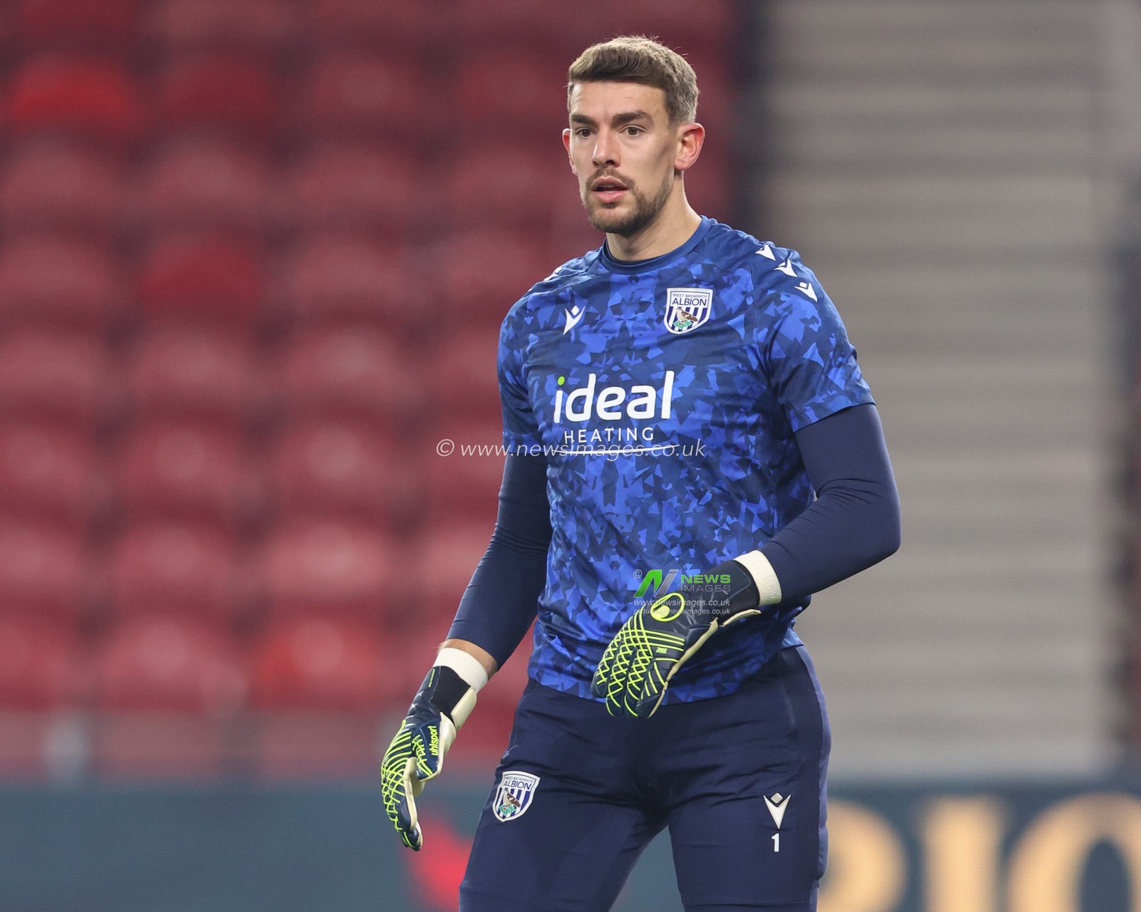 Alex Palmer of West Bromwich Albion in the pregame warmup session during the Sky Bet Championship match Middlesbrough vs West Bromwich Albion at Riverside Stadium, Middlesbrough, United Kingdom, 21st January 2025

(Photo by Alfie Cosgrove/News Images)