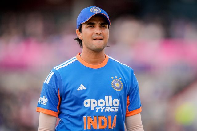 Abhishek Sharma of India during the Second Vitality T20 International match England vs India at Old Trafford, Manchester, United Kingdom on 04 July 2026

(Photo by Maynard Manyowa/News Images)