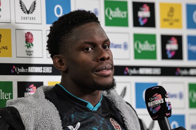 Mario Itoje of England in a post match interview during the Quilter Nations Series 2025 match England vs Argentina at Allianz Stadium, Twickenham, United Kingdom, 23rd November 2025

(Photo by Mark Cosgrove/News Images)

*** GER AUT SUI OUT ***