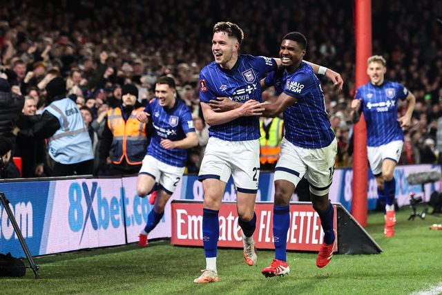 George Hirst of Ipswich Town celebrates his goal to make it 0-1 during the Emirates FA Cup 5th Round match Nottingham Forest vs Ipswich Town at City Ground, Nottingham, United Kingdom, 3rd March 2025

(Photo by Alfie Cosgrove/News Images)