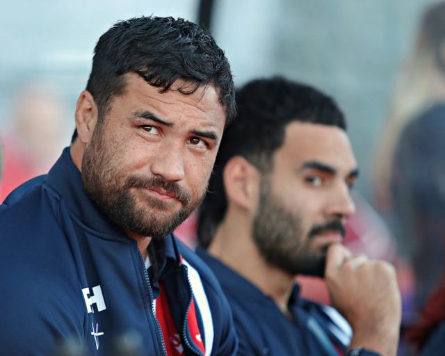 Peta Hiku of Hull KR before the Betfred Super League round 27 match Hull KR vs Warrington Wolves at Sewell Group Craven Park, Kingston upon Hull, United Kingdom, 18th September 2025(Photo by Sam Eaden/News Images)