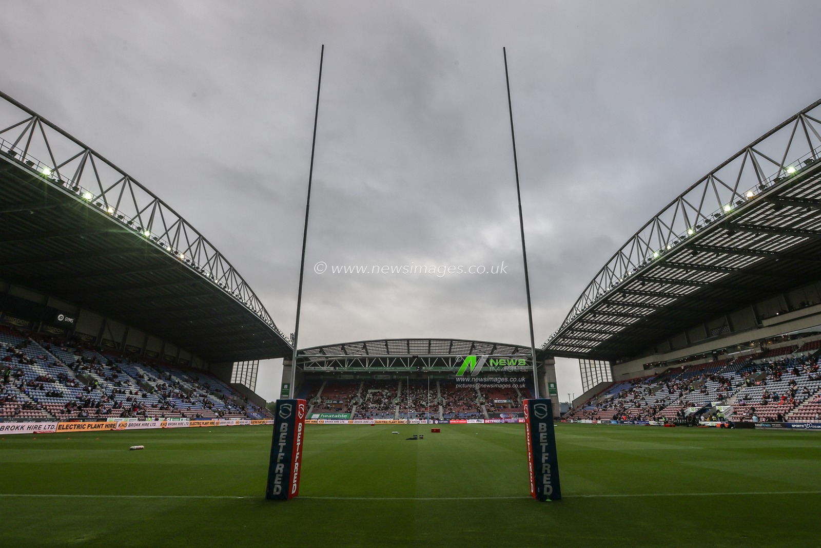 A general view of the Brick Community Stadium ahead of the Betfred Super League round 20 match Wigan Warriors vs Catalans Dragons at The Brick Community Stadium, Wigan, United Kingdom, 25th July 2025

(Photo by Alfie Cosgrove/News Images)