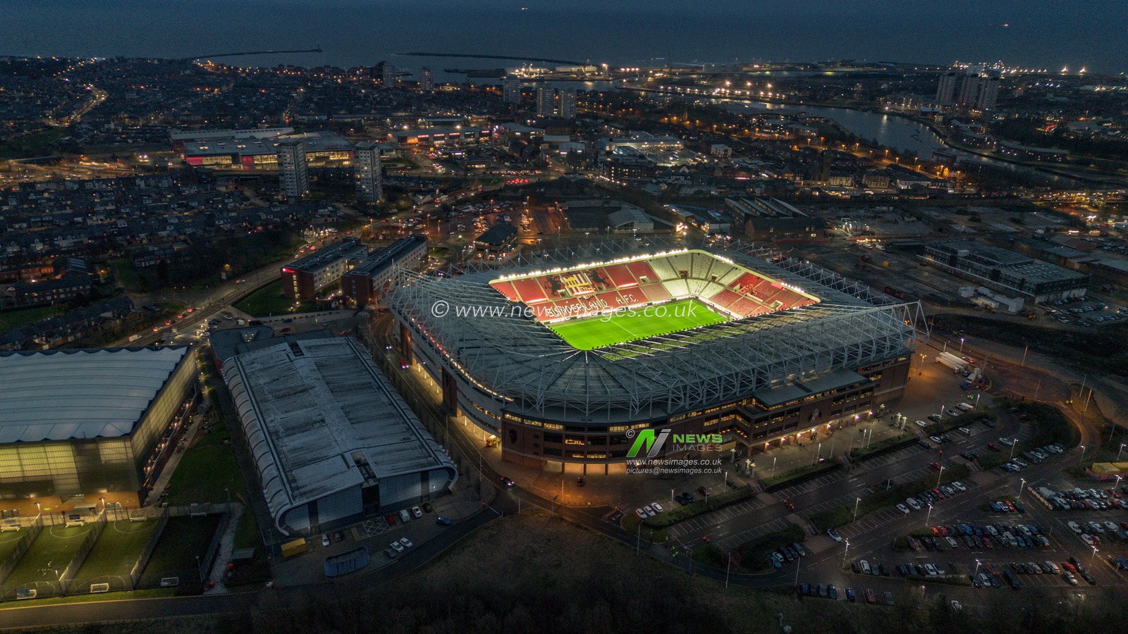 An aerial view of the Stadium of Light during the Sky Bet Championship match Sunderland vs Luton Town at Stadium Of Light, Sunderland, United Kingdom, 12th February 2025

(Photo by Alfie Cosgrove/News Images)