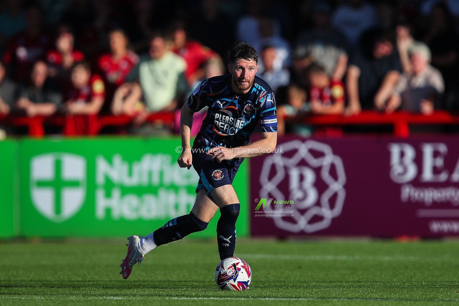 James Husband of Blackpool in action during the Sky Bet League 1 match Crawley Town vs Blackpool at Broadfield Stadium, Crawley, United Kingdom, 10th August 2024

(Photo by Gareth Evans/News Images)