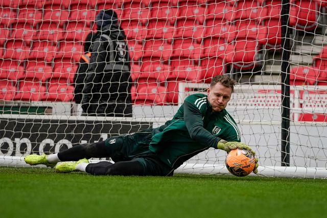Fulham goalkeeper Bernd Leno in the pregame warmup session  during the Emirates FA Cup 4th Round  match Stoke City vs Fulham at Bet365 Stadium, Stoke On Trent, United Kingdom on 15 February 2026

(Photo by Maynard Manyowa/News Images)