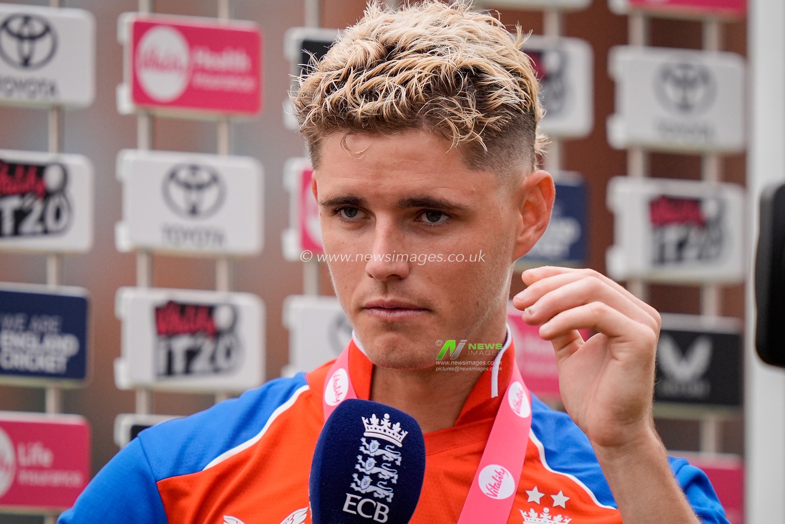 Jacob Bethell of England speaking in the post match press conference after being voted man of the match during the Second Vitality T20 International match England vs India at Old Trafford, Manchester, United Kingdom on 04 July 2026

(Photo by Maynard Manyowa/News Images)