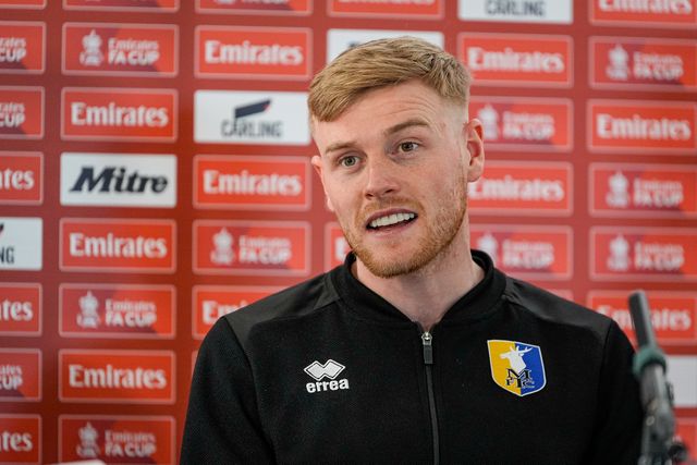 Will Evans of Mansfield Town during the pre-match press conference for the FA Cup Fifth round match Mansfield v Arsenal to be played at One Call Stadium, Mansfield, United Kingdom on 07 March 2026

(Photo by Maynard Manyowa/News Images)