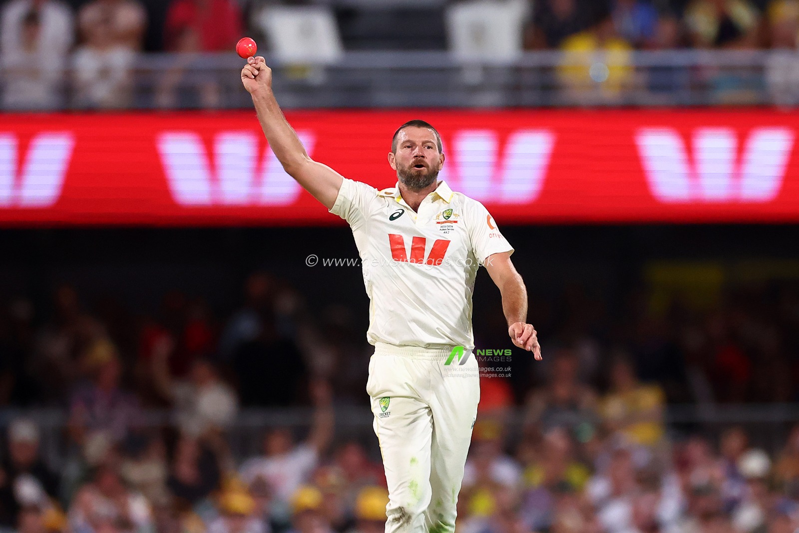 Michael Neser of Australia  fields the ball during Day 3 of the Second Test in the NRMA Insurance Ashes Series Australia vs England at The Gabba, Brisbane Cricket Ground, Brisbane, Australia, 6th December 2025

(Photo by Patrick Hoelscher/News Images)

*** GER AUT SUI OUT ***