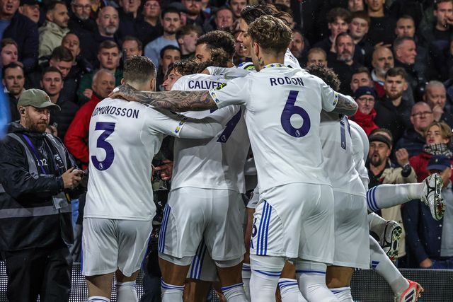 Brenden Aaronson of Leeds United celebrates his goal to make it 1-0 during the Premier League match Leeds United vs West Ham United at Elland Road, Leeds, United Kingdom, 24th October 2025

(Photo by Mark Cosgrove/News Images)