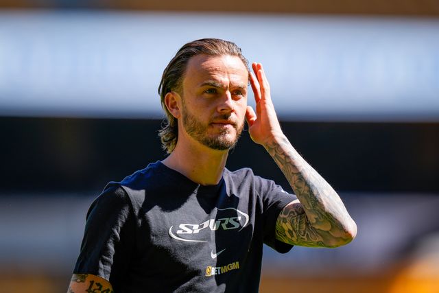 James Maddison of Tottenham Hotspur inspects the pitch prior to kick off during the Premier League match Wolverhampton Wanderers vs Tottenham Hotspur at Molineux, Wolverhampton, United Kingdom on 25 April 2026

(Photo by Maynard Manyowa/News Images)
