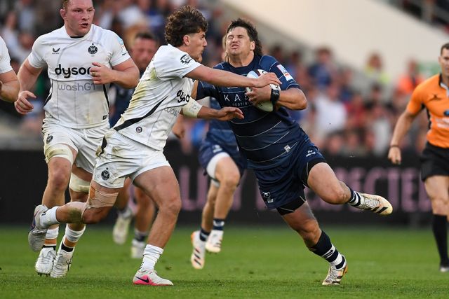 Benhard Janse van Rensburg of Bristol Bears tackled by a Bath player during the Gallagher Premiership match Bristol Bears vs Bath at Ashton Gate, Bristol, United Kingdom on 29 May 2026

(Photo by Alex Williamson/News Images)