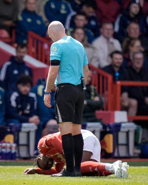 Dilane Bakwa of Nottingham Forest receives treatment during the Premier League match Nottingham Forest vs Newcastle Untied at City Ground, Nottingham, United Kingdom on 10 May 2026

(Photo by Maynard Manyowa/News Images)