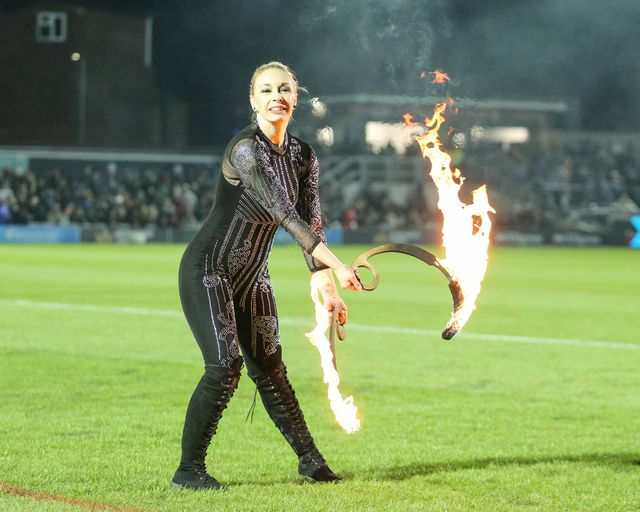 entertainers during the Betfred Super League Round 1 match Wakefield Trinity vs Toulouse Olympique at DIY Kitchens Stadium, Wakefield, United Kingdom on 14 February 2026

(Photo by Richard Bierton/News Images)