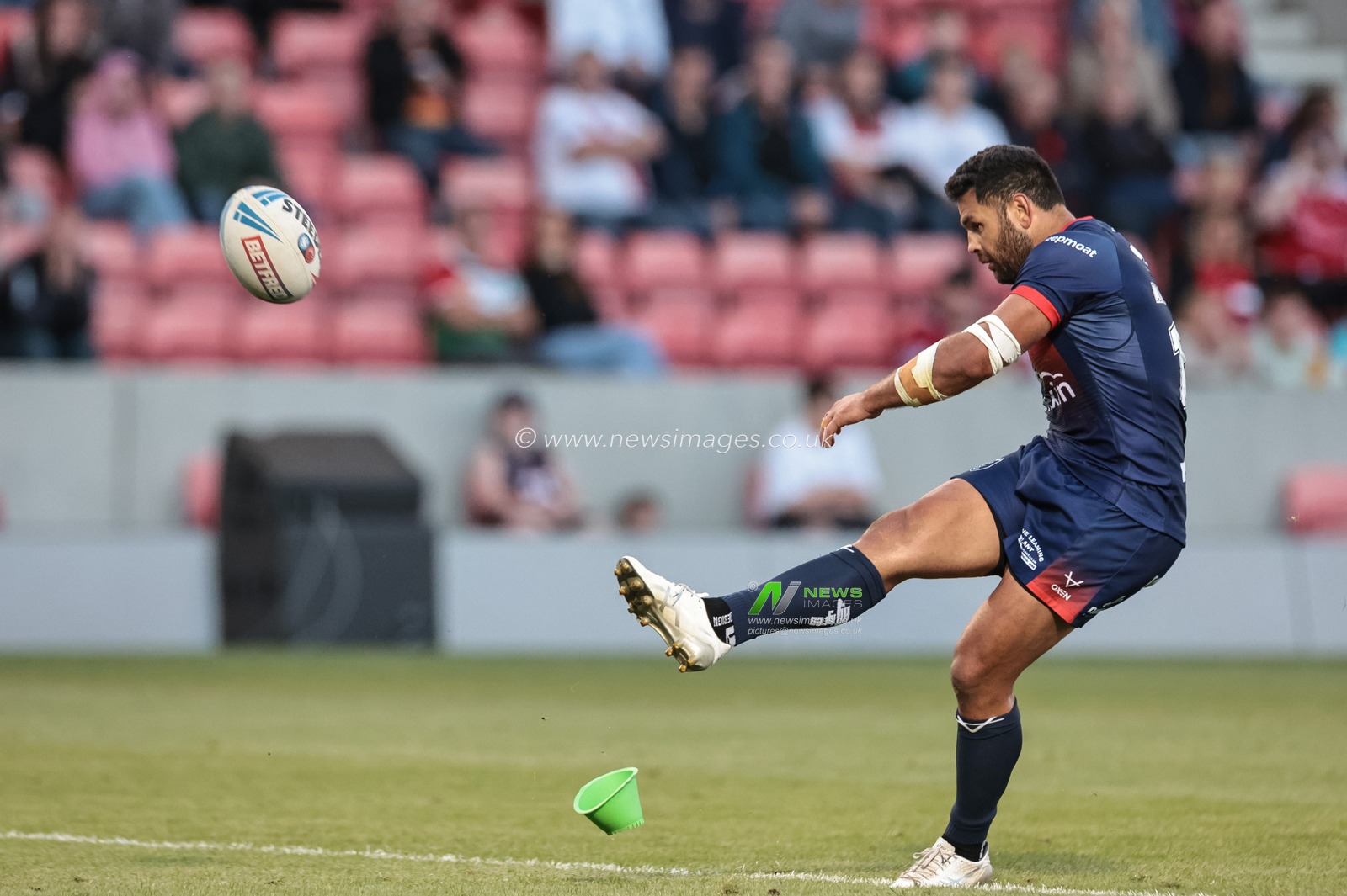 Rhyse Martin of Hull KR converts for a goal during the Betfred Super League Round 20 Salford Red Devils vs Hull KR at Salford Community Stadium, Eccles, United Kingdom, 31st July 2025

(Photo by Mark Cosgrove/News Images)