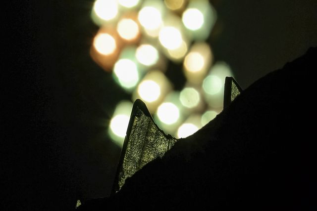 A shard of glass on the old West Stand brick wall is illuminated by the floodlight during the Sky Bet League 1 match Barnsley vs Northampton Town at Oakwell, Barnsley, United Kingdom, 3rd February 2026

(Photo by Mark Cosgrove/News Images)
