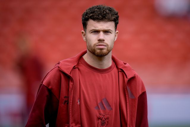 Neco Williams of Nottingham Forest inspects the pitch prior to kick off during the Premier League match Nottingham Forest vs Newcastle Untied at City Ground, Nottingham, United Kingdom on 10 May 2026

(Photo by Maynard Manyowa/News Images)