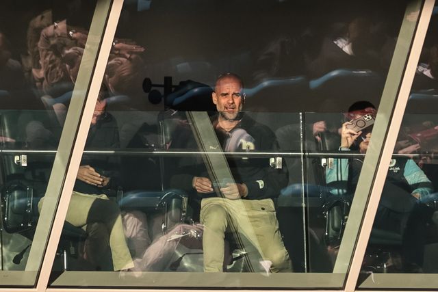 Pep Guardiola manager of Manchester City watches the game during the FA Youth Cup Final match Manchester City U18 vs Manchester United U18 at Joie Stadium, Manchester, United Kingdom on 14 May 2026

(Photo by Mark Cosgrove/News Images)