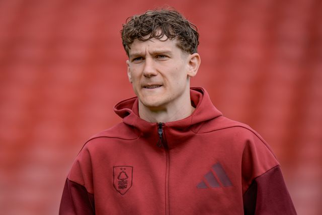 Ryan Yates of Nottingham Forest inspects the pitch prior to kick off during the Premier League match Nottingham Forest vs Newcastle Untied at City Ground, Nottingham, United Kingdom on 10 May 2026

(Photo by Maynard Manyowa/News Images)
