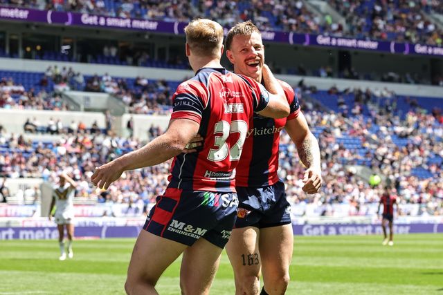Tom Johnstone of Wakefield Trinity celebrates his try during the Betfred Super League Magic Weekend match Wakefield Trinity vs Castleford Tigers at Hill Dickinson Stadium, Liverpool, United Kingdom on 05 July 2026

(Photo by Mark Cosgrove/News Images)